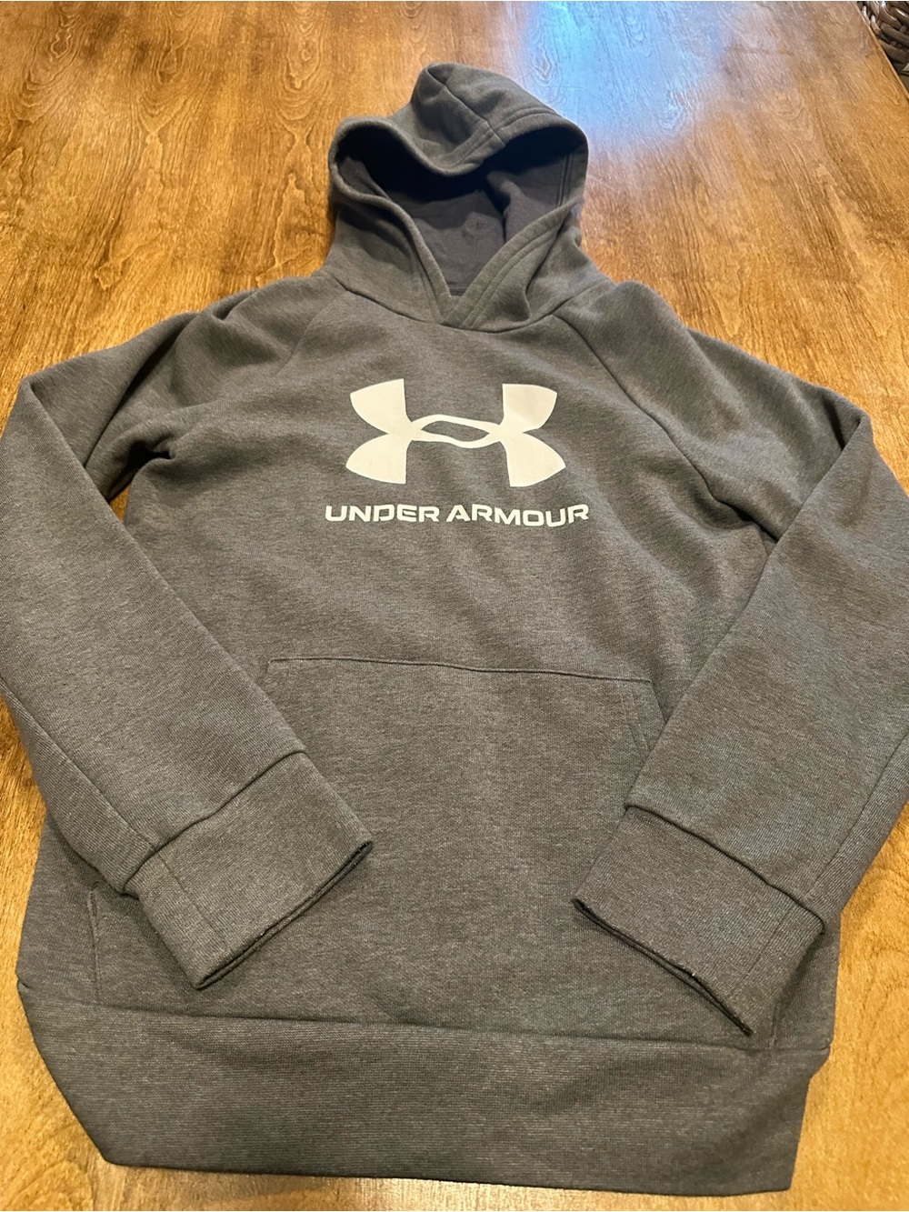 Under Armour Youth Dark Gray Hoodie with White Logo